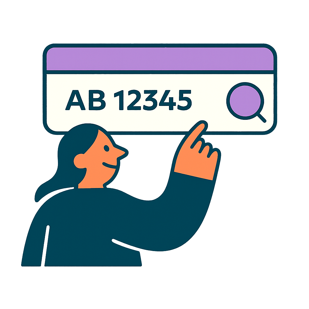 Person som søker på registreringsnummeret AB 12345